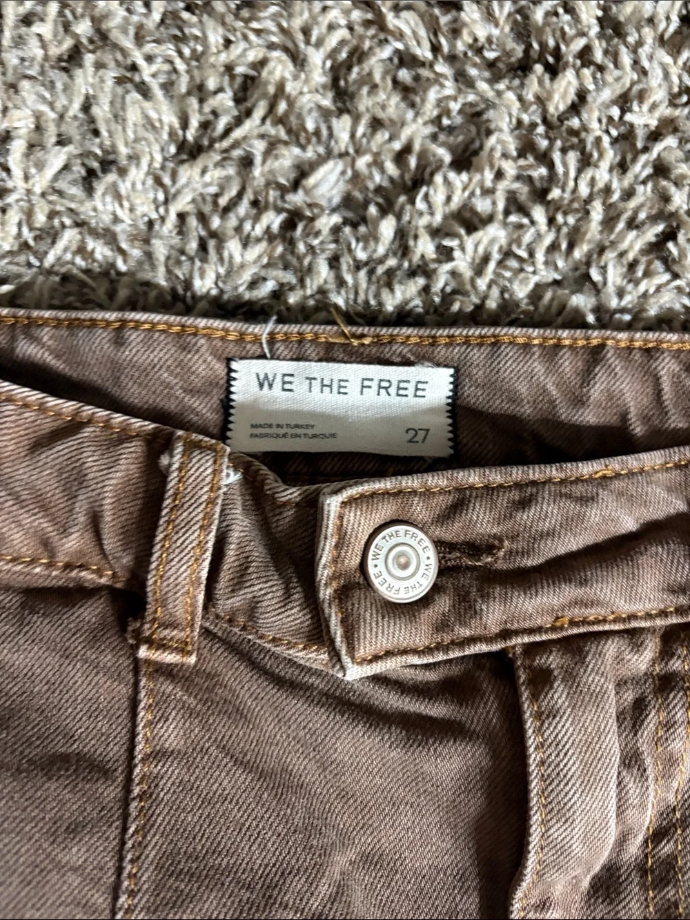We The Free Brown High-Rise Denim Short Shorts